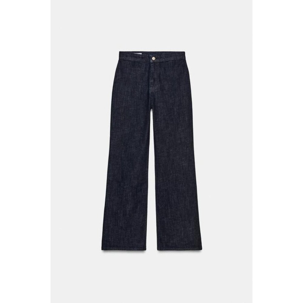 ZARA HIGH-WAIST DENIM EFFECT TROUSERS